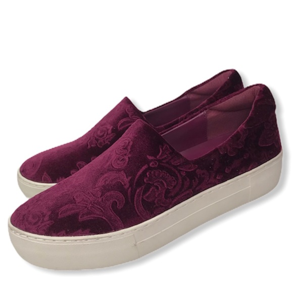 NWT J/Slides Burgundy Velvet Slip-on Sneakers - Picture 2 of 6